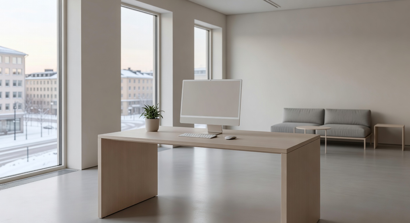 Minimalist tech workspace in Finland